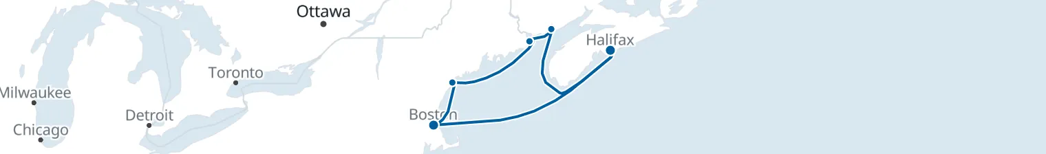 Route map of Lantern Coast – Maine & Maritimes