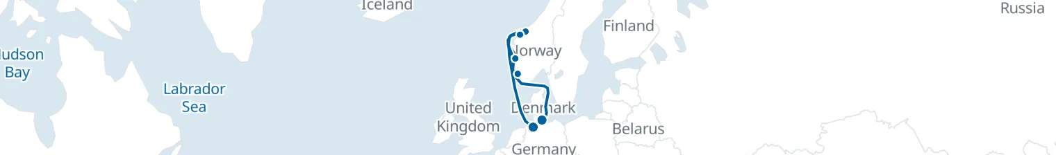 Route map of Lanternlit Quays – Bergen & Ålesund