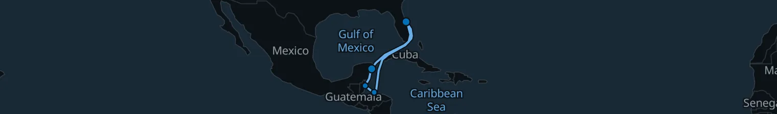Route map of Tropical Paradise – Roatan & Cozumel
