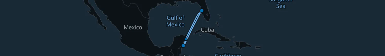 Route map of Petrified Palm – Riviera Maya & Cozumel