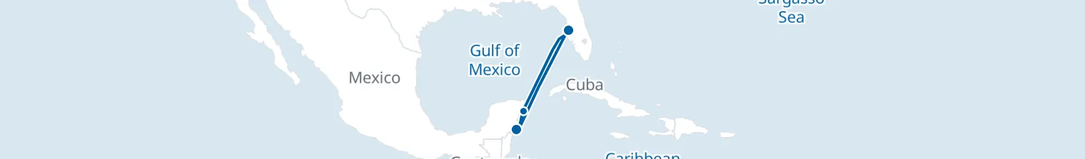 Route map of Petrified Palm – Riviera Maya & Cozumel