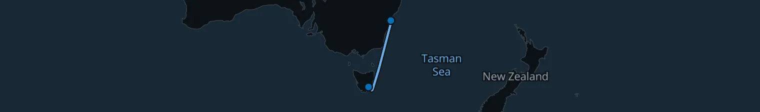 Route map of Tasman Tide – Sydney & Hobart