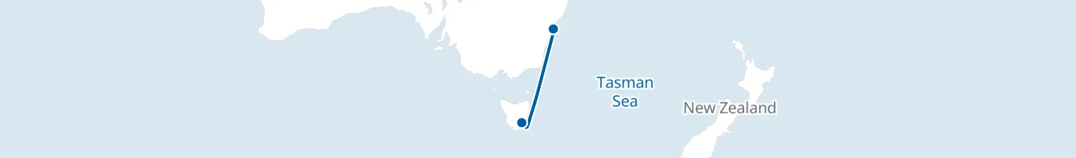 Route map of Tasman Tide – Sydney & Hobart