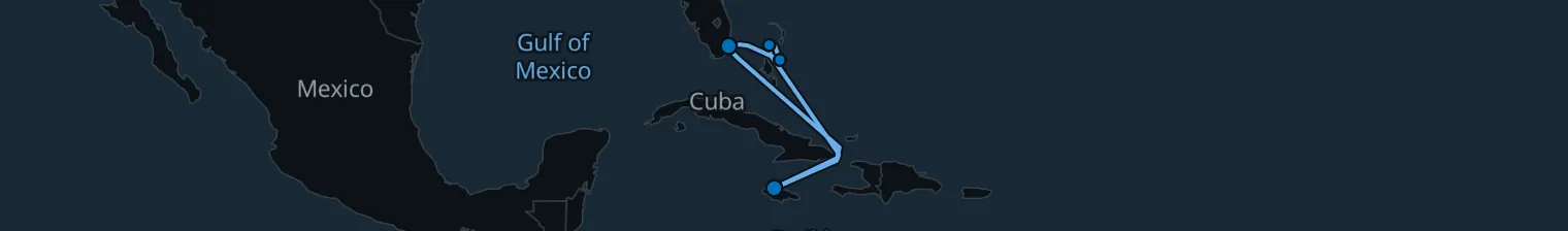 Route map of Sun-Drenched Shallows – Nassau & Falmouth