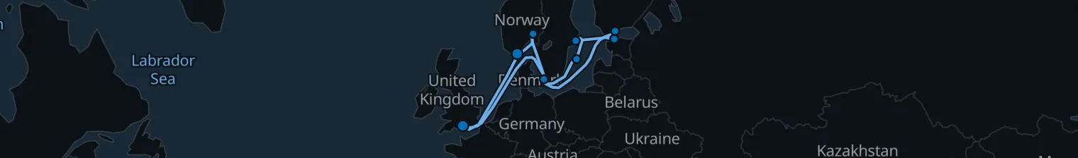Route map of Nordic Tideweave – Baltic’s Silver Thread