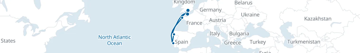 Route map of Bay of Biscay’s Pulse – Lisbon & Vigo