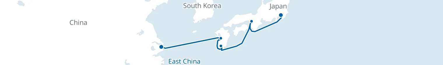 Route map of Silk & Tide – Shanghai to Yokohama