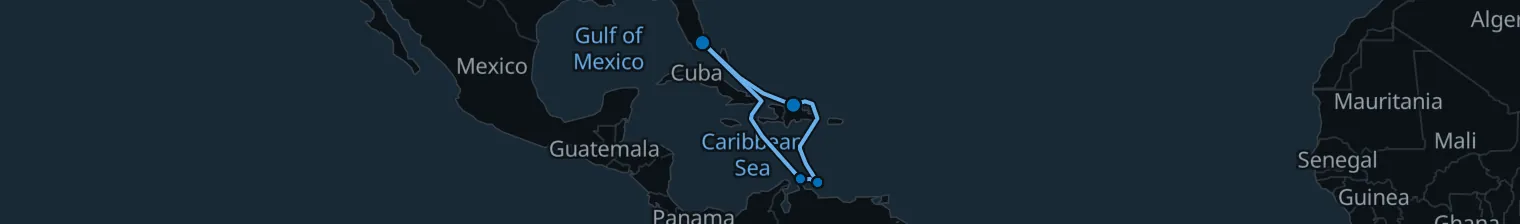 Route map of Tropical Paradise – Puerto Plata & Aruba