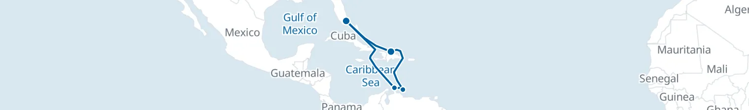 Route map of Tropical Paradise – Puerto Plata & Aruba