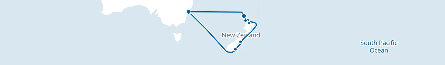 Route map of Southern Crossfire – Auckland & Bay of Islands