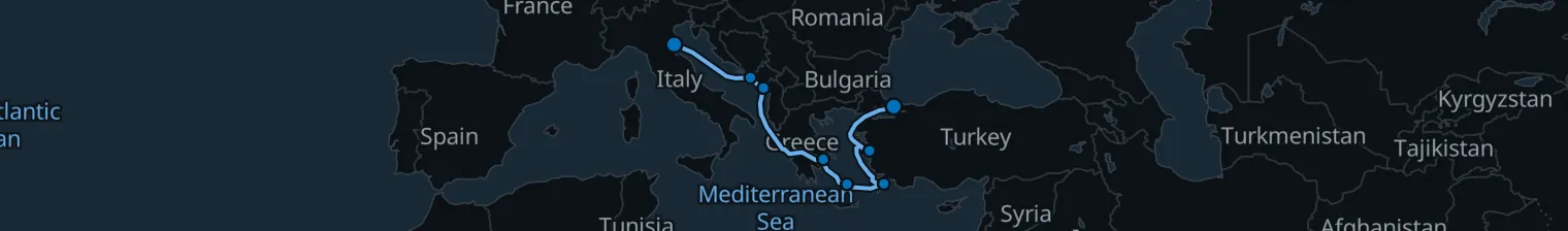 Route map of Silk Road Current – Aegean to Istanbul