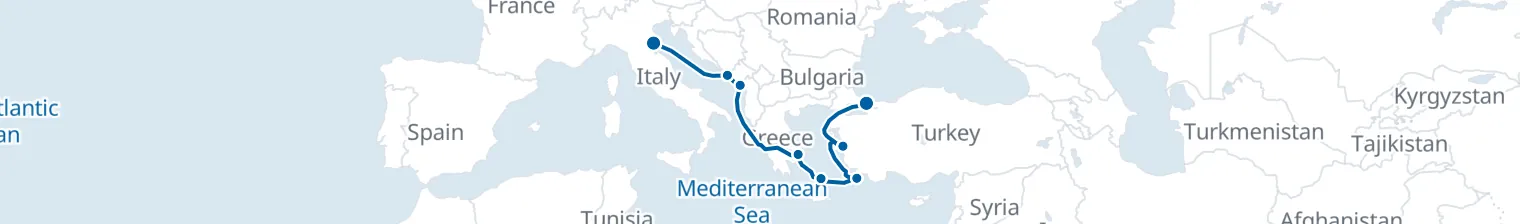 Route map of Silk Road Current – Aegean to Istanbul