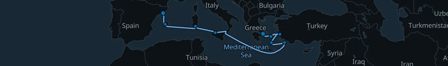 Route map of Saffron & Siren – Aegean’s Golden Thread