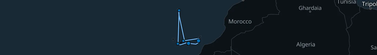 Route map of 7 nights - Canary Islands with Madeira - from/to Las Palmas