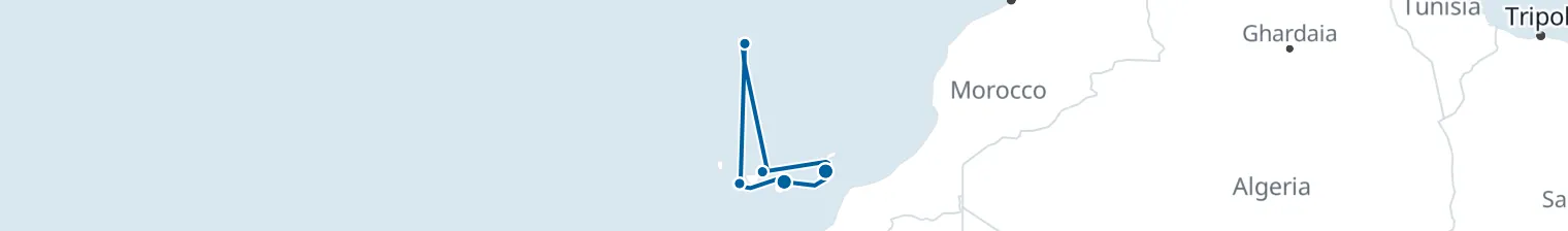 Route map of 7 nights - Canary Islands with Madeira - from/to Las Palmas
