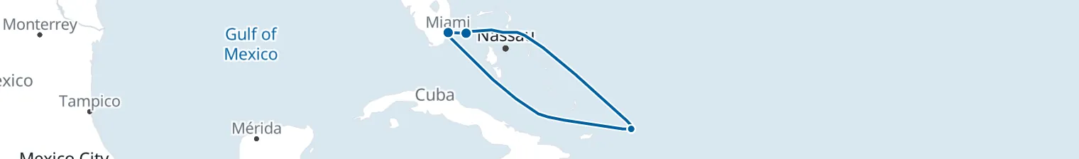 Route map of Sapphire Shimmer – Caribbean’s Secret Reefs