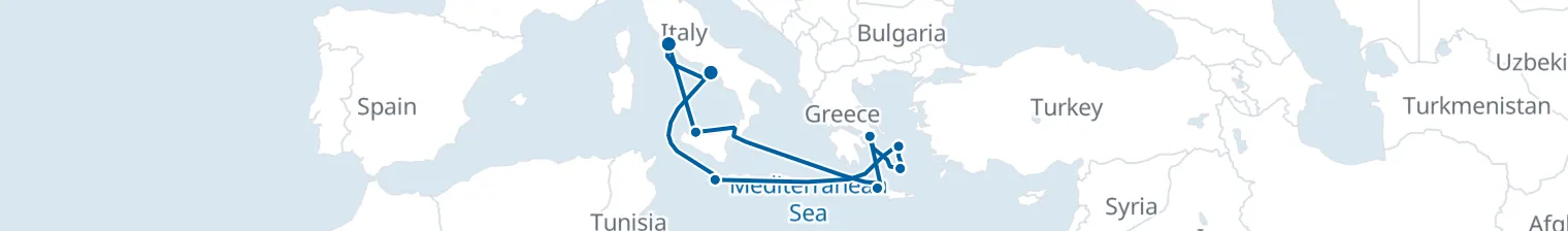 Route map of Eternal Dawn – Aegean & Malta
