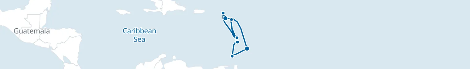 Route map of Caribbean Current – Eastern Seaboard to Basseterre