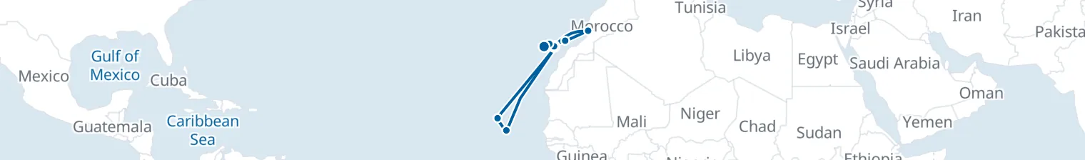 Route map of Saharan Tide – Canary Whirl & Cape Verde