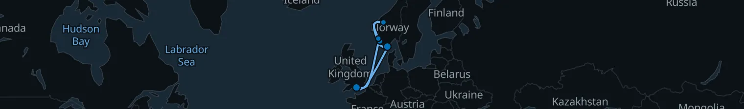 Route map of Fjords & Forays – Norway’s Coastal Crown