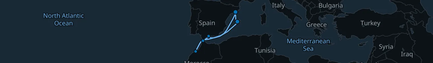 Route map of Saharan Tide – Mediterranean & Morocco
