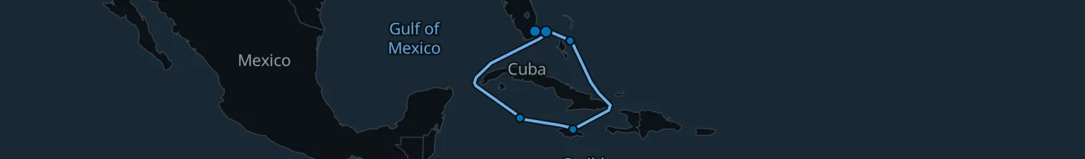 Route map of Buccaneer's Wake – Nassau, Ocho Rios & Grand Cayman