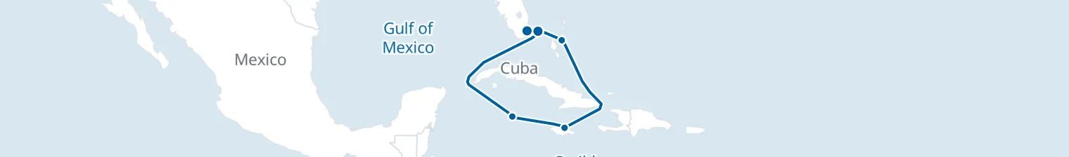Route map of Buccaneer's Wake – Nassau, Ocho Rios & Grand Cayman