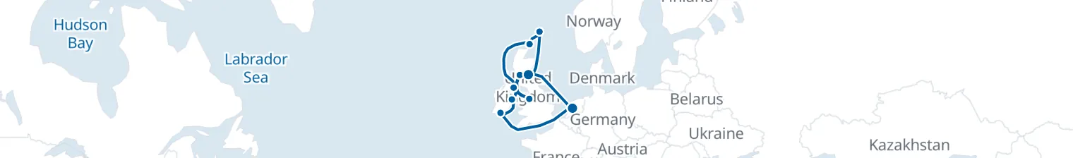 Route map of Tartan Tides – Celtic Crossings