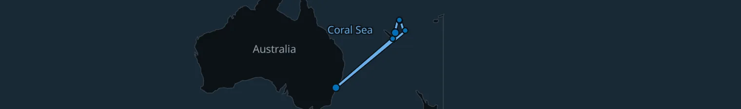 Route map of Tidecaller’s Whisper – Sydney & Vanuatu