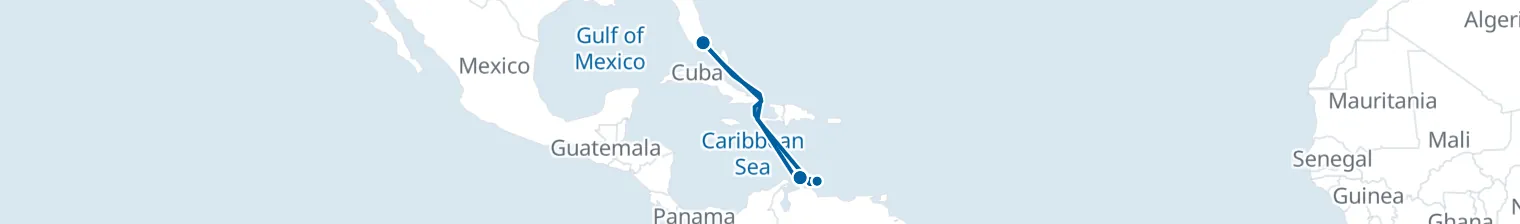 Route map of Sorbet Skyline – Curaçao & Oranjestad