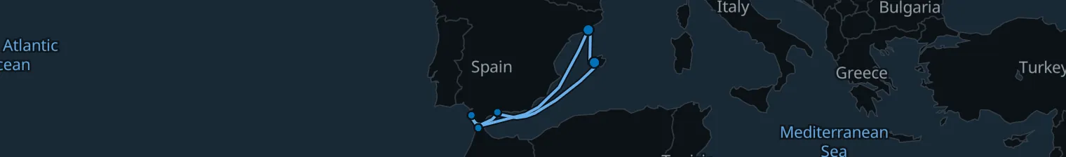 Route map of Saltwind & Spice – Andalusia’s Golden Coast