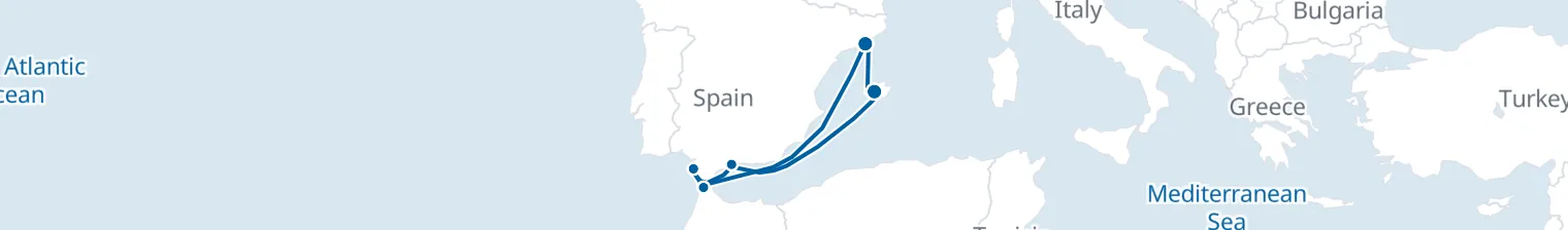 Route map of Saltwind & Spice – Andalusia’s Golden Coast