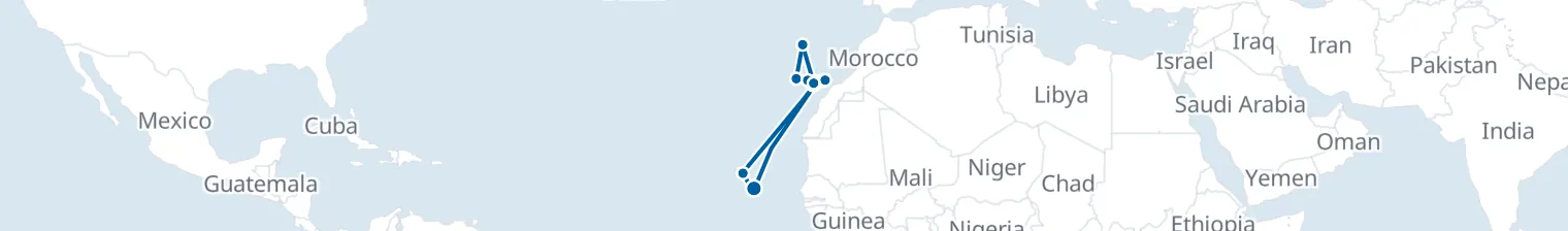 Route map of Island Tide – Canary Whirl & Cape Verde