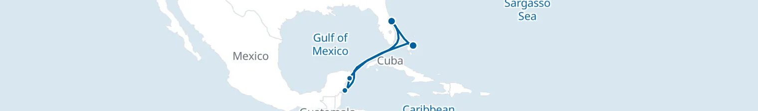 Route map of Caribbean Escape – Cozumel & Nassau