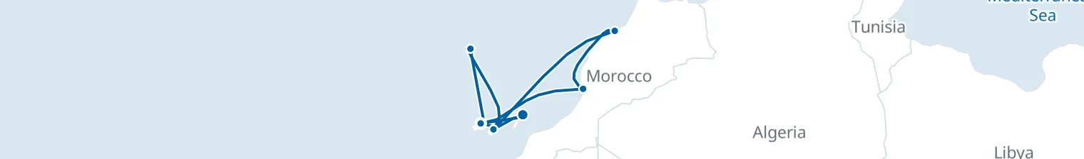 Route map of Dusk to Dawn – Canary Whirl & Morocco