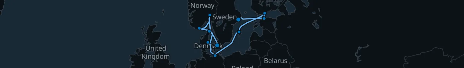 Route map of Nordic Current – Baltic & Kattegat