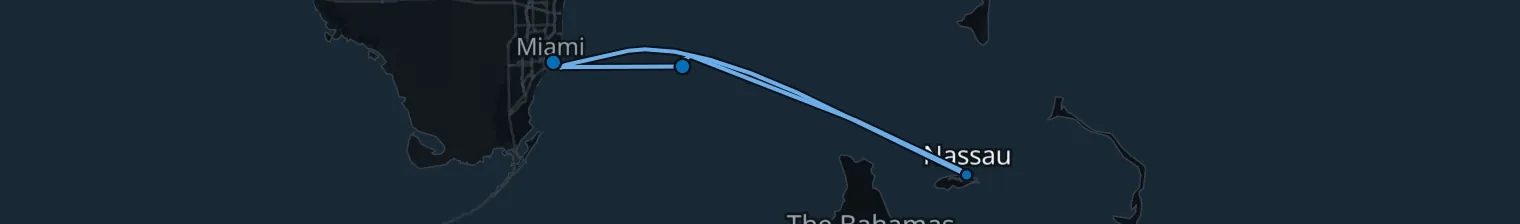 Route map of Neon Wake – Nassau & Bimini