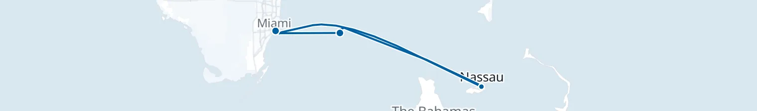 Route map of Neon Wake – Nassau & Bimini