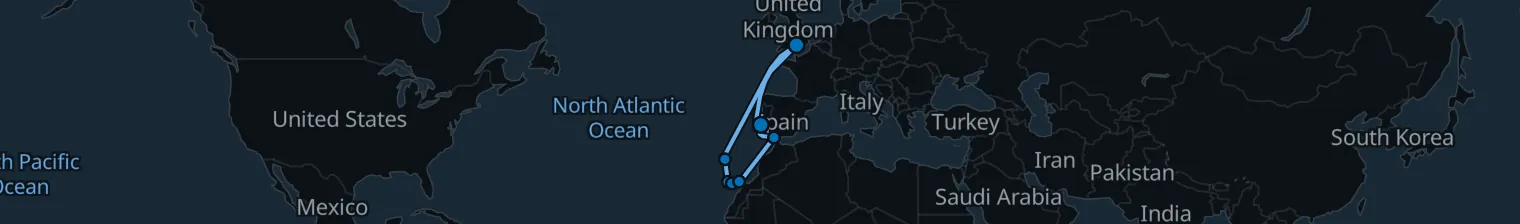 Route map of Saharan Sunrise – Azores & Canaries