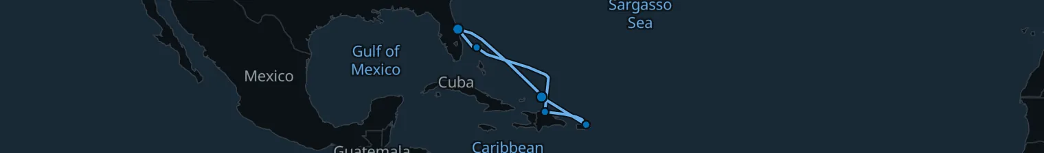 Route map of 7 Night Cruise from Port Canaveral