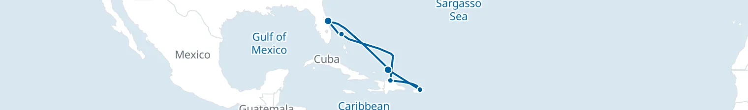 Route map of 7 Night Cruise from Port Canaveral