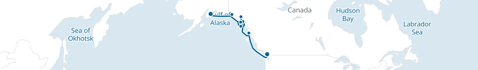 Route map of Frostfire Passage – Alaska’s Wild Coast